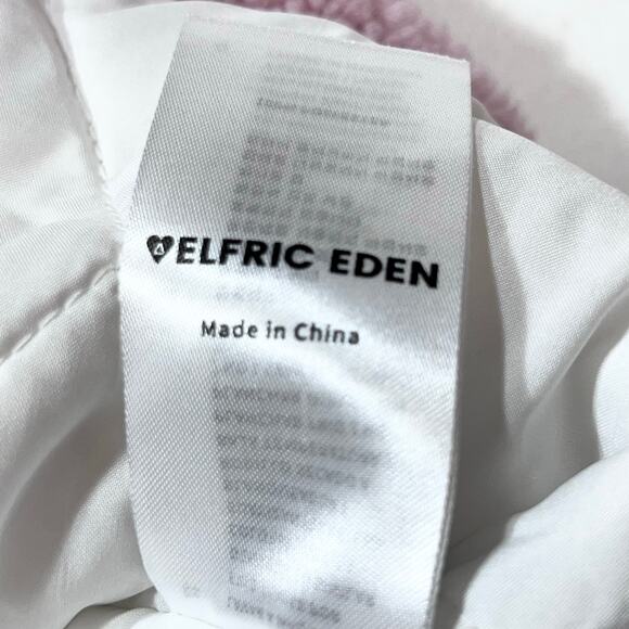 AELFRIC EDEN Oversized Sherpa Fleece Jacket Unisex Large Pink White Full Zip - Picture 10 of 10